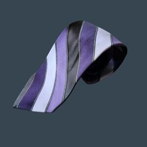 Men's Hughes & Hatcher By Oleg Cassini Purple Striped Tie 54"